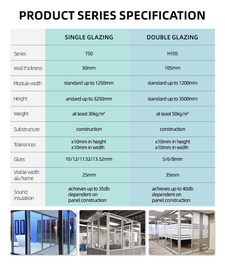 APRO 2024 Latest Vertical Frame design office partition Customized office glass wall system partition divider wall