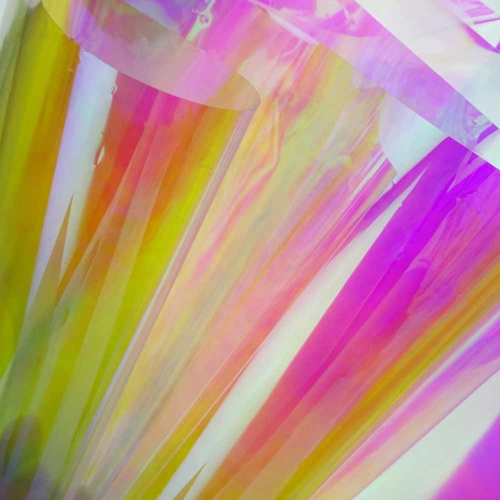 Dichroic film Iridescent Polyester Glue Adhesive Laminated Rainbow Film Window 1.38m*30m for shower doors artistic glass film