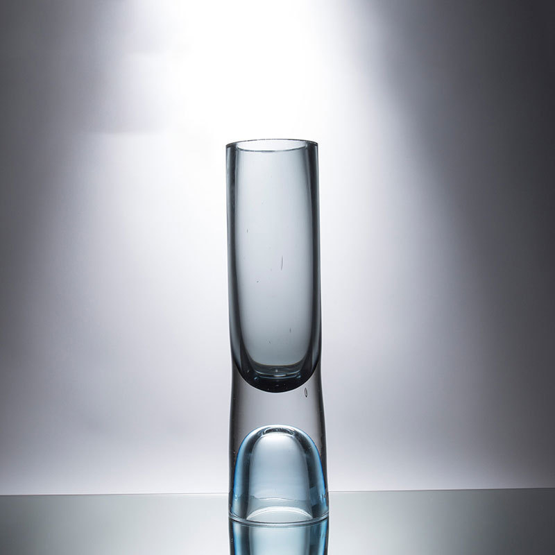 Modern Simple Glass Transparent Vase Blue Crystal Flower Vase For Home Decoration