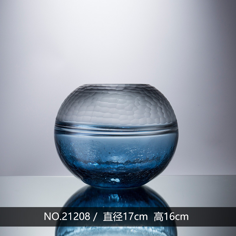 Nordic Glass Jars Containers Flower Decorative Vase Home Decoration Blue Glass Vase