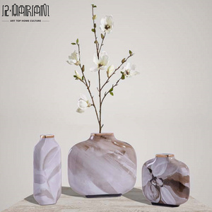 Modern Marble Decal Ceramic Living Room Table Flower Vase for home decor