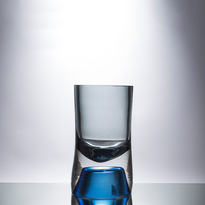 Modern Simple Glass Transparent Vase Blue Crystal Flower Vase For Home Decoration