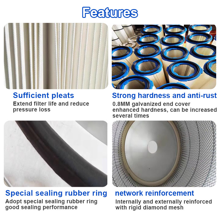 industrial air filter cartridge dust collector filter dust cleaning equipment Electrostatic plastic spraying filter