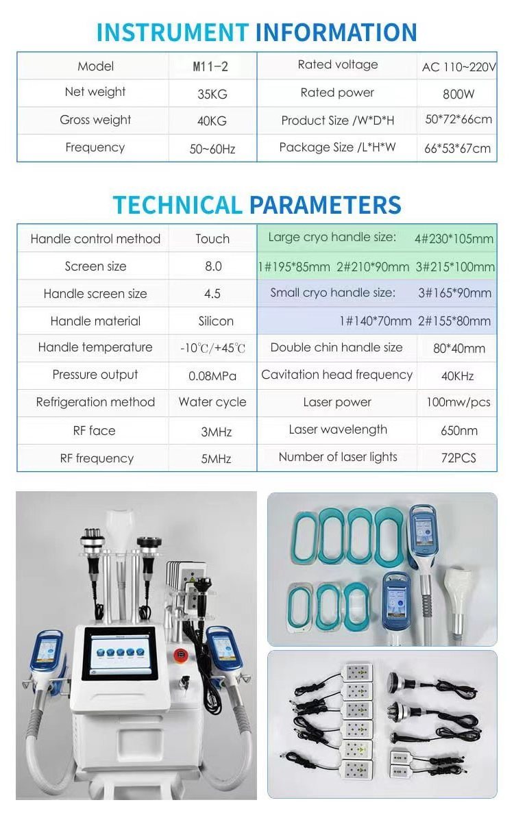 Au-M10 Salon Use 7 In 1 Fat Removal Vacuum Cavitation Cryo 360 Cryoskin Freeze Slim Cryo Machine