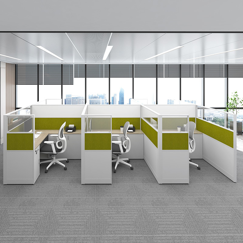 Modern Office Cubicles Workstation Desk Office Furniture 2 4 6 8 Person Staff Desk Wooden Workstation