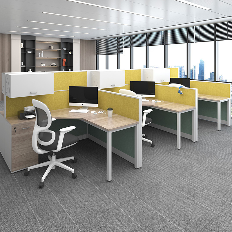 Modern Office Cubicles Workstation Desk Office Furniture 2 4 6 8 Person Staff Desk Wooden Workstation