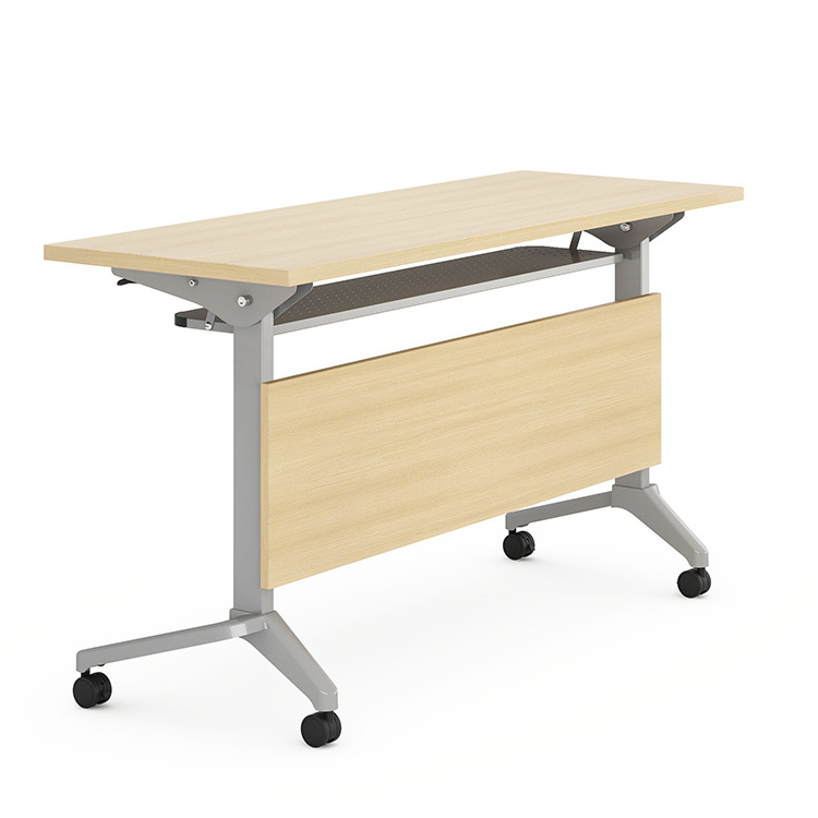 folding training table Popular Design Office Metal adjustable Frame Flip Top Flipper Table with casters