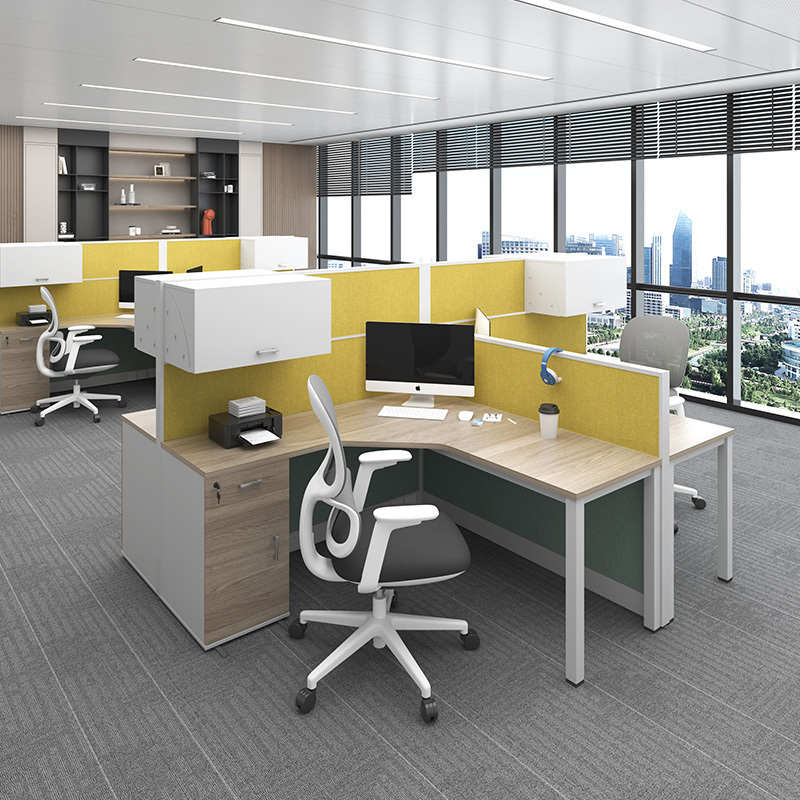 Modern Office Cubicles Workstation Desk Office Furniture 2 4 6 8 Person Staff Desk Wooden Workstation