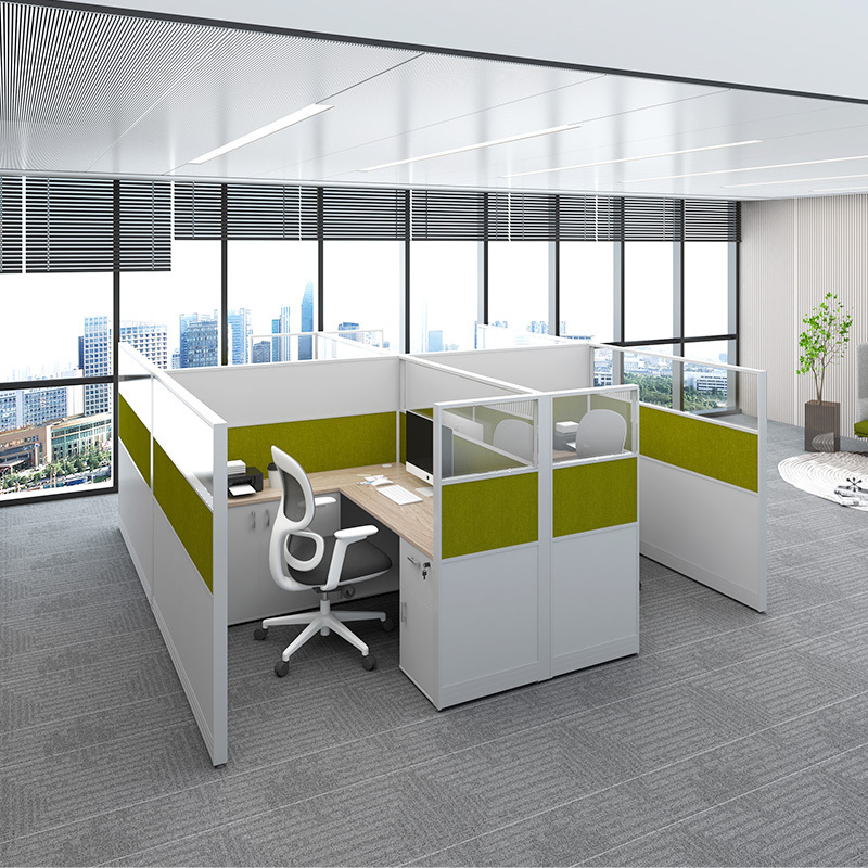 Modern Office Cubicles Workstation Desk Office Furniture 2 4 6 8 Person Staff Desk Wooden Workstation