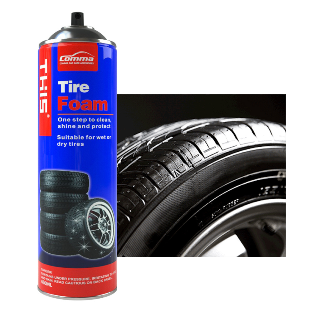 China Car Tire Cleaning Products Suppliers Long-Lasting high gloss polish shine protect clean foam spray tire shine