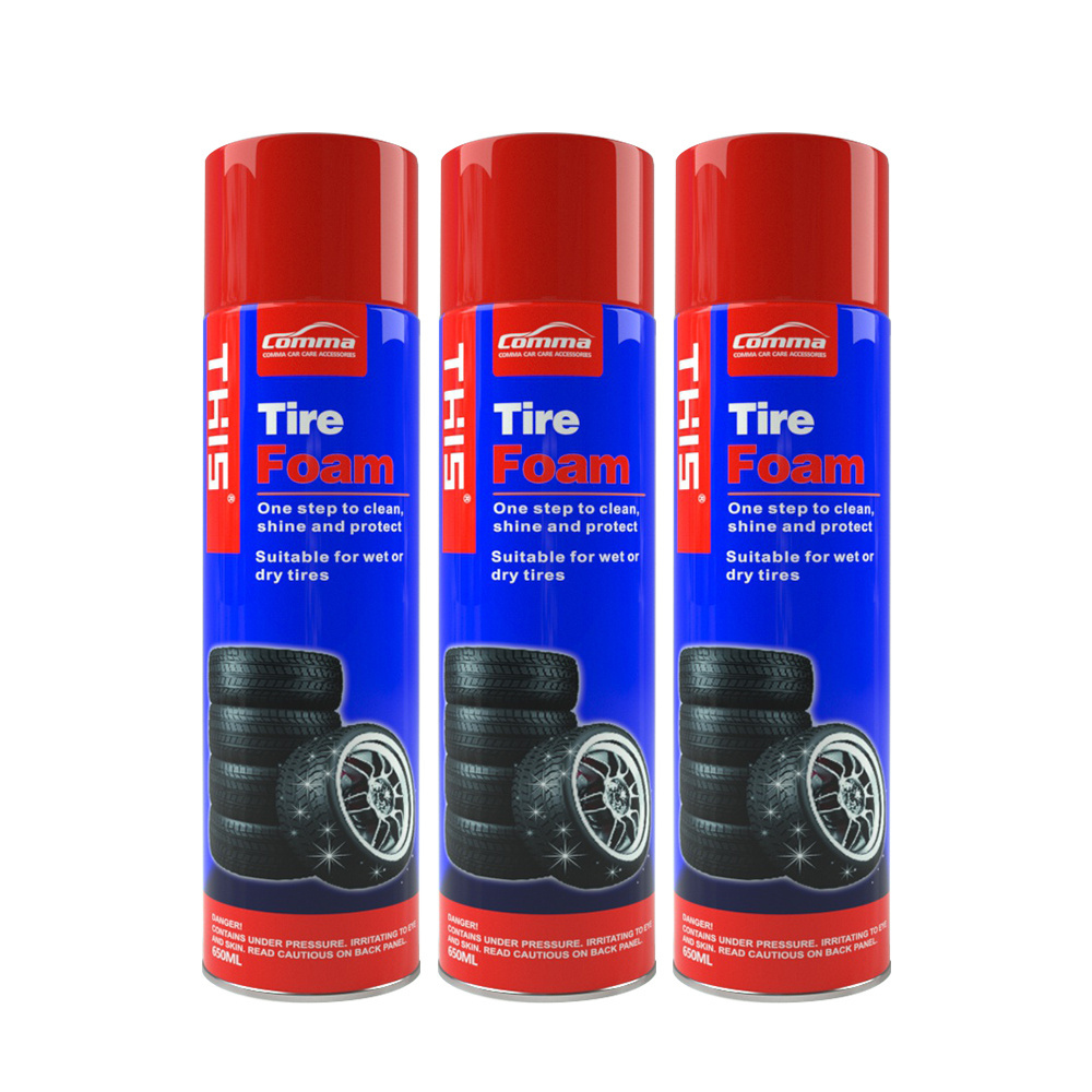 China Car Tire Cleaning Products Suppliers Long-Lasting high gloss polish shine protect clean foam spray tire shine