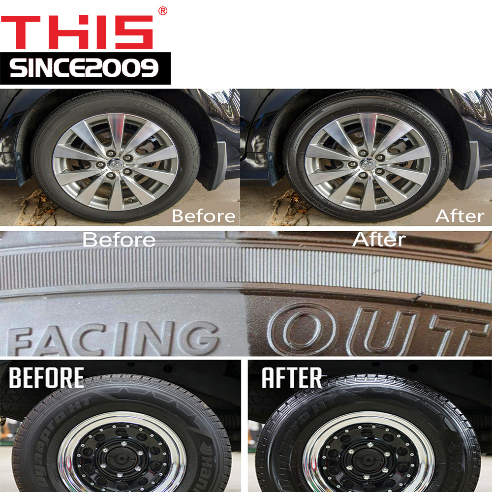 longest lasting water base waterless spray silicone tire shine wax black tire wet gel glitter polish protectant tyre shine