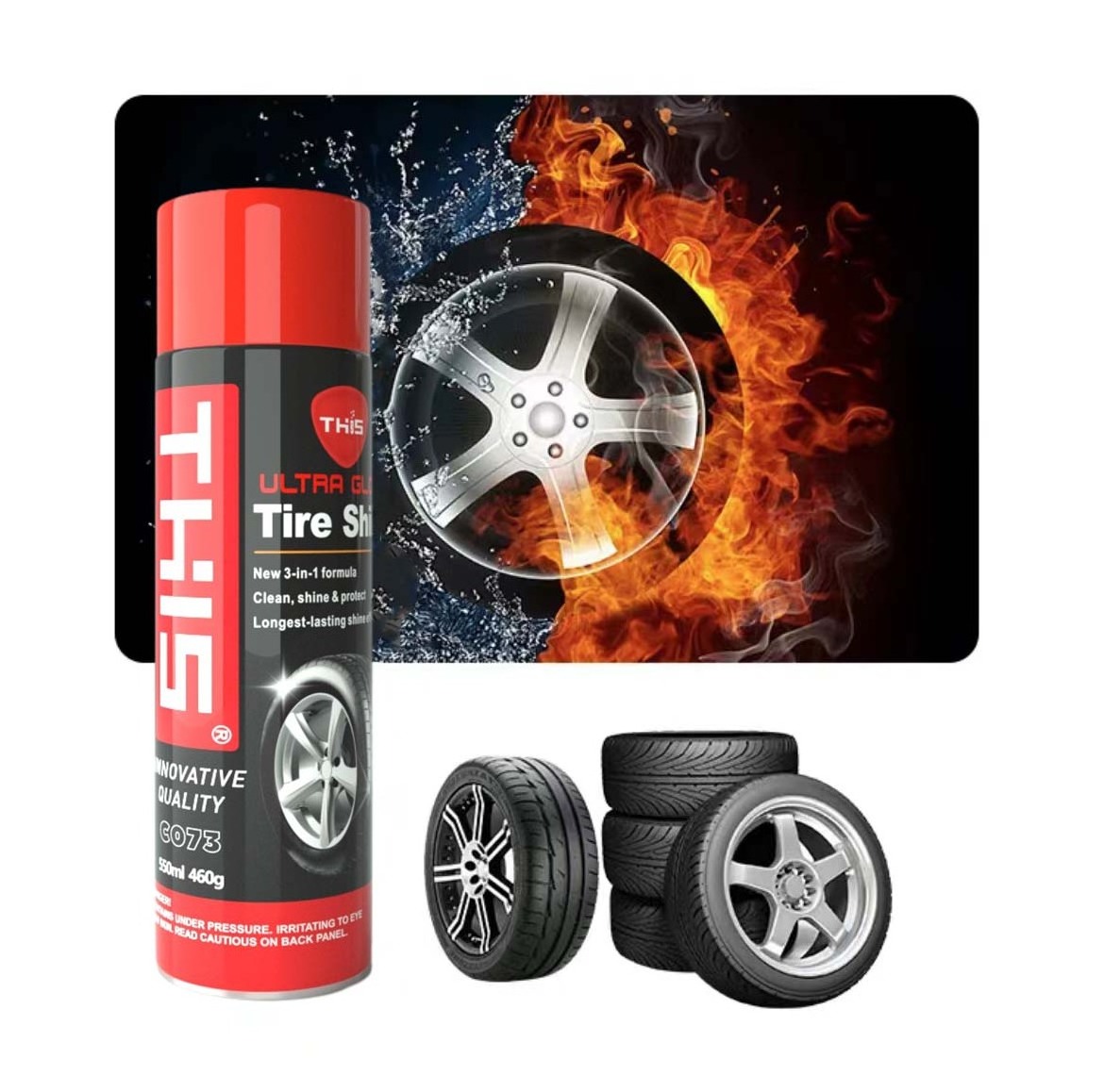 Effective spray can Foaming tire cleaner tire shine polish 550ml wheel cleaner