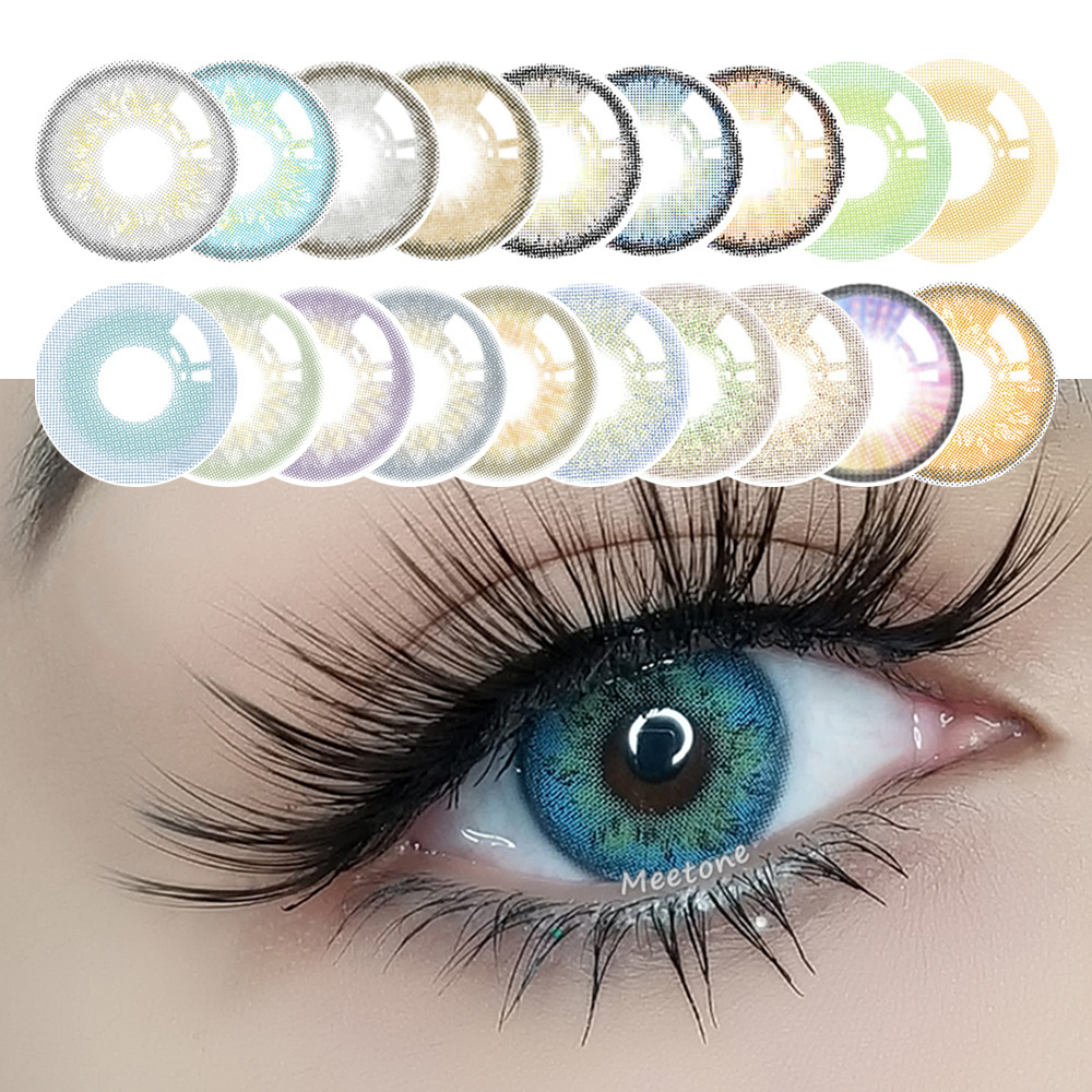 Meetone Russian Bassia Brown DNA Wildcat Pixie blue green gray 3 tone natural soft contact lenses cosmetic color contact lens