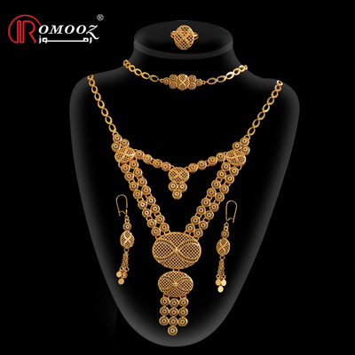 Hot Sales Dubai Gold Plated Jewelry Set For Women Bridal Wedding 4pcs Sets African Bridal Wedding Jewelry Sets