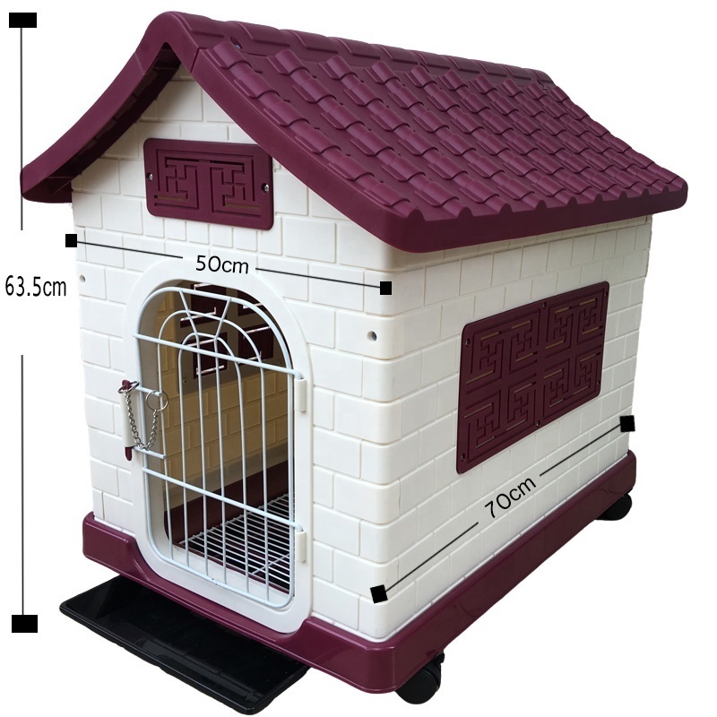 Outdoor Dog Kennel Plastic Dog house with Toilet Waterproof and Removable for Indoor and Outdoor