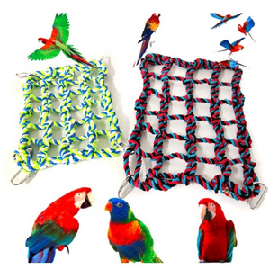 Parrot Colorful Woven Climbing Web Parrot Bird Toy Hamster Squirrel Hammock Net Size S