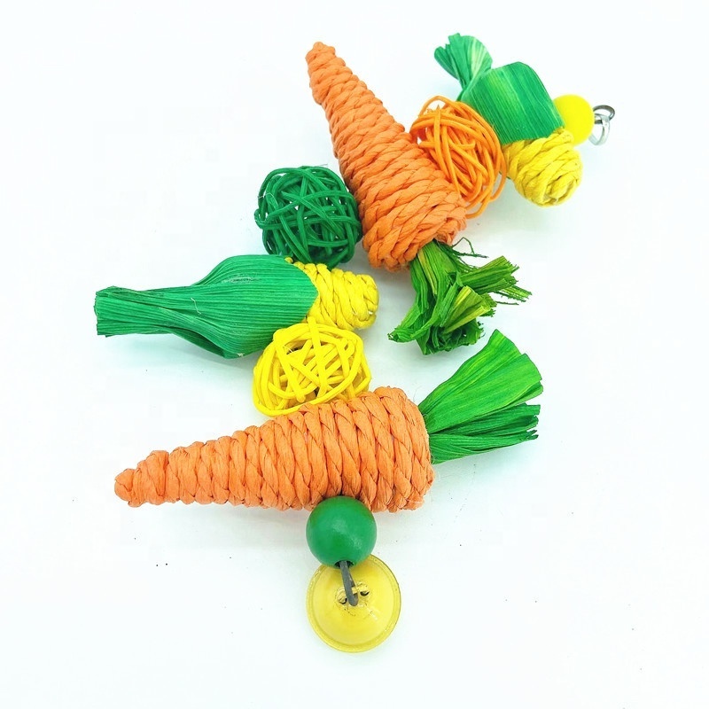 New Model Parrot toy hamster bite toy rabbit teeth string bird wooden rattan bite toy