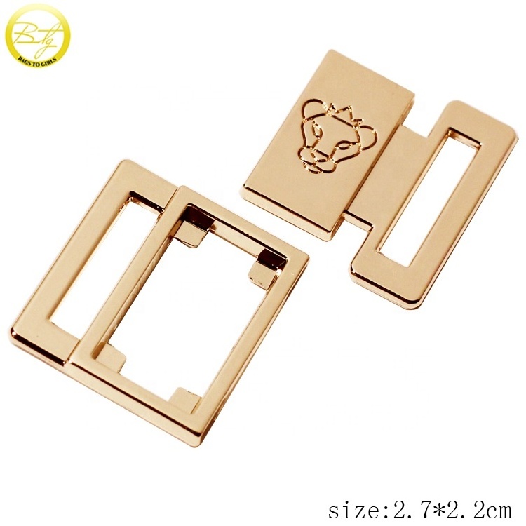 Shoes hardware custom engraving logo gold buckle zinc alloy swimwear buckle strap adjust wholesale