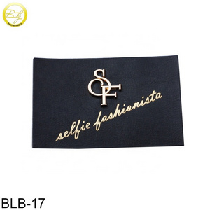 Newest handbags embossed pu leather label sewing jeans metal letter patch tags for clothes