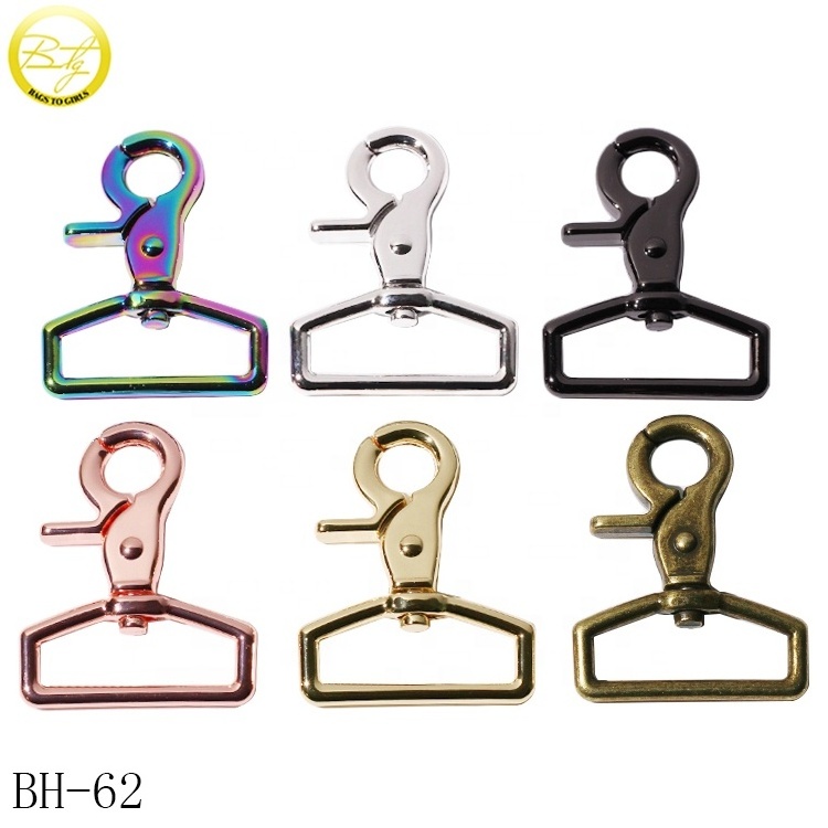 Zinc alloy purse accessory straps with metal hook 25mm d ring brand lobster swivel snap buckle for dog collar