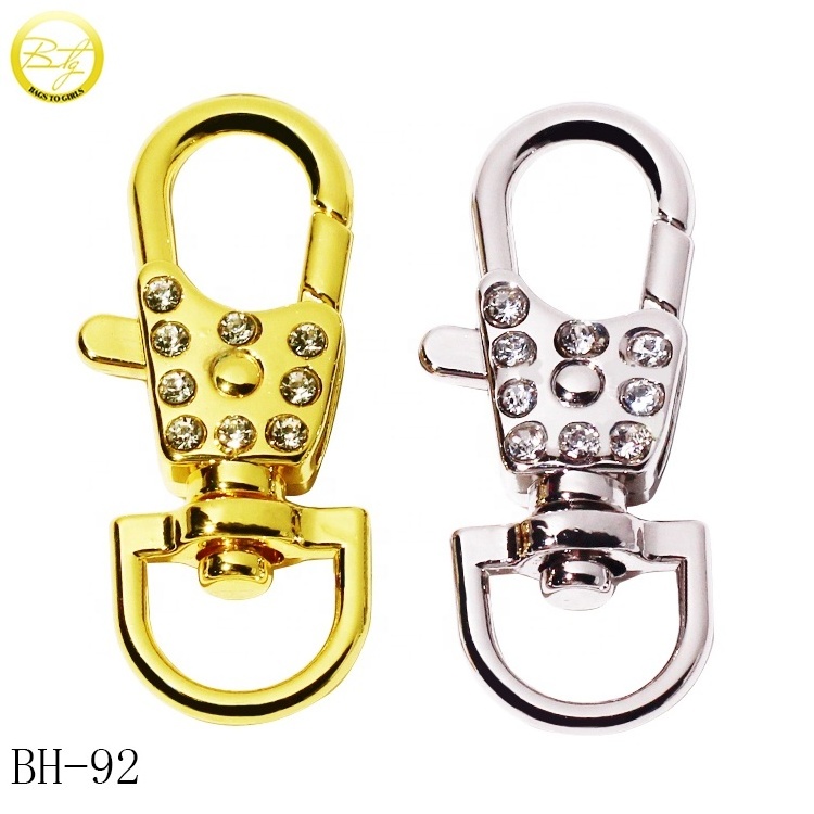 High end golden metal D ring clips hook decorate spring snap hook for leather bags