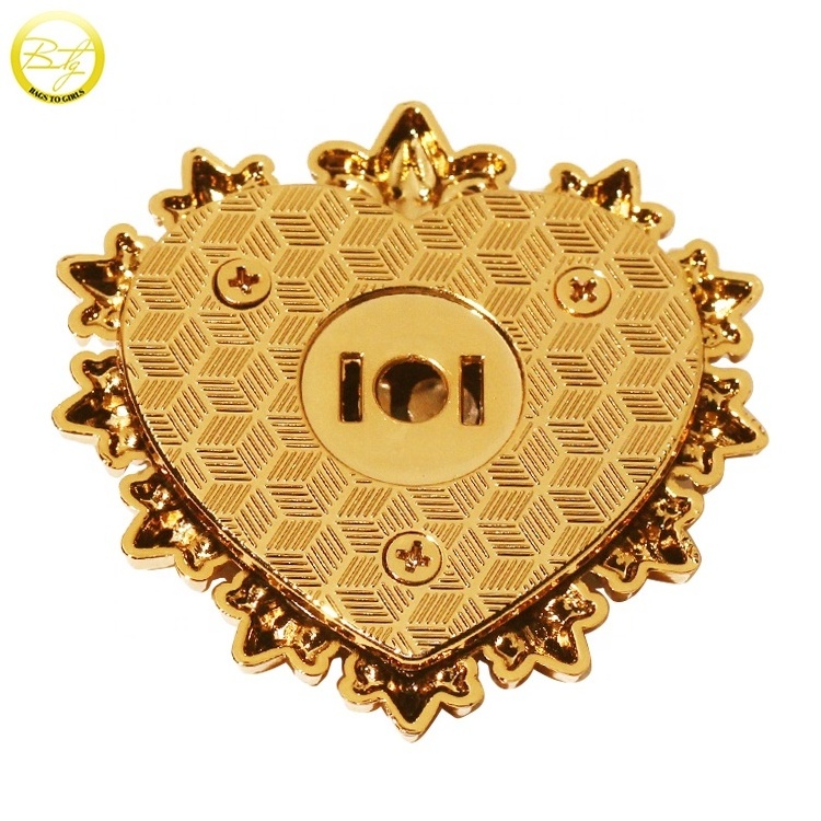 High quality handbag hardware antique twist closure lock designer purse embossed logo locks for briefcase