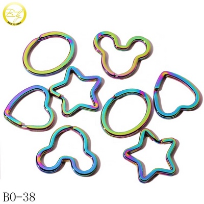 Customized bag parts rainbow spring metal O ring key ring decoration