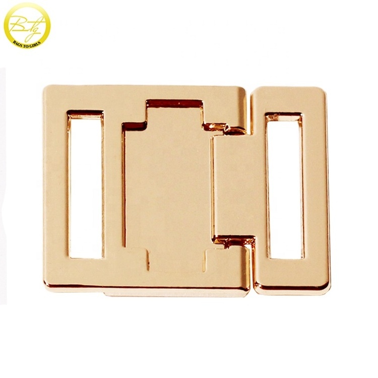 Shoes hardware custom engraving logo gold buckle zinc alloy swimwear buckle strap adjust wholesale