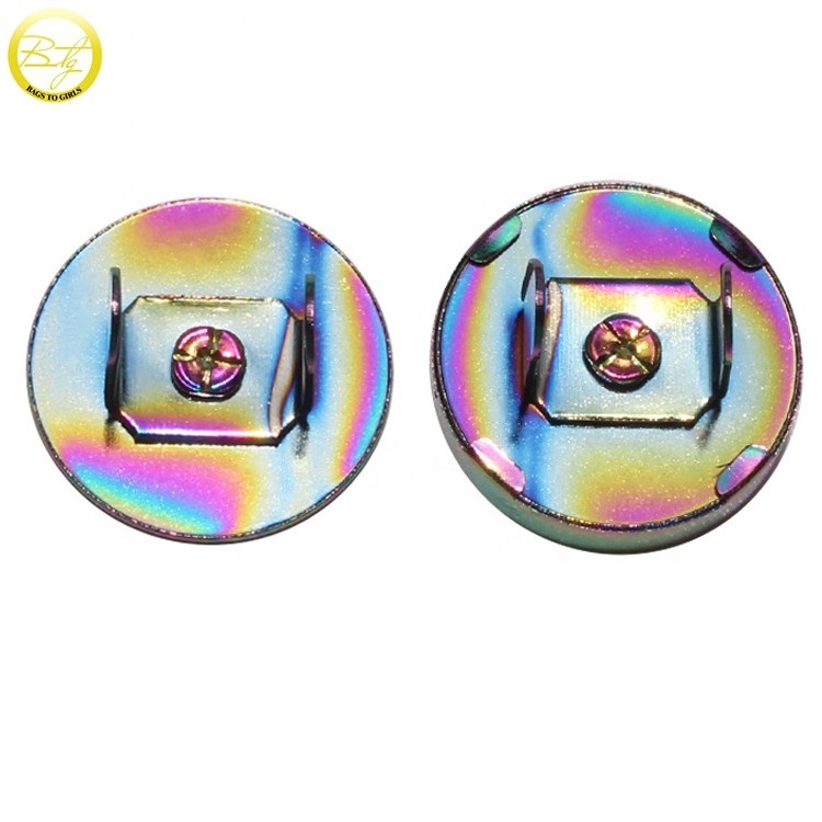 Custom bags rainbow magnetic snaps sewing PVC covered invisible magnetic button for clothing