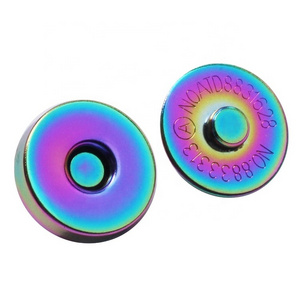 Custom bags rainbow magnetic snaps sewing PVC covered invisible magnetic button for clothing