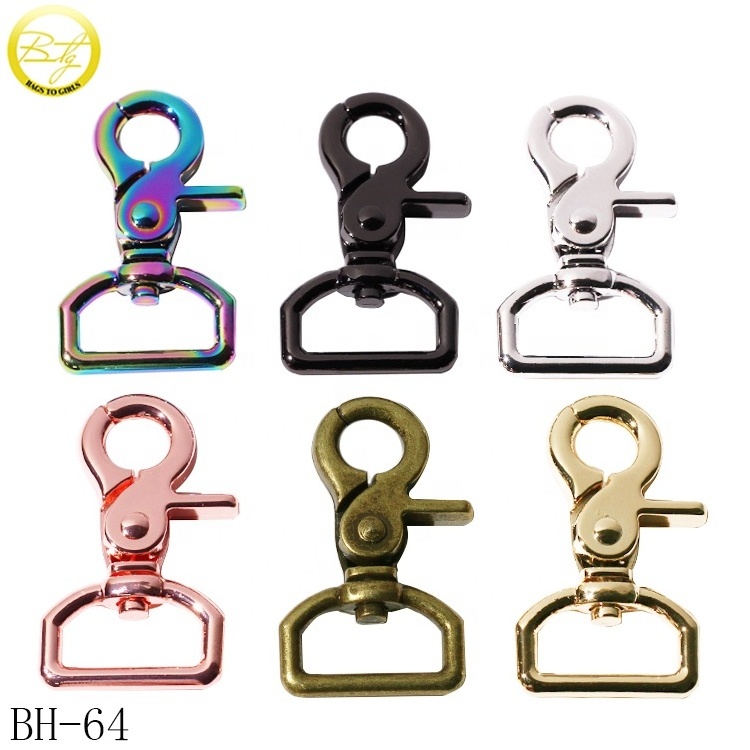 Zinc alloy purse accessory straps with metal hook 25mm d ring brand lobster swivel snap buckle for dog collar