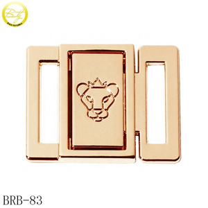 Shoes hardware custom engraving logo gold buckle zinc alloy swimwear buckle strap adjust wholesale