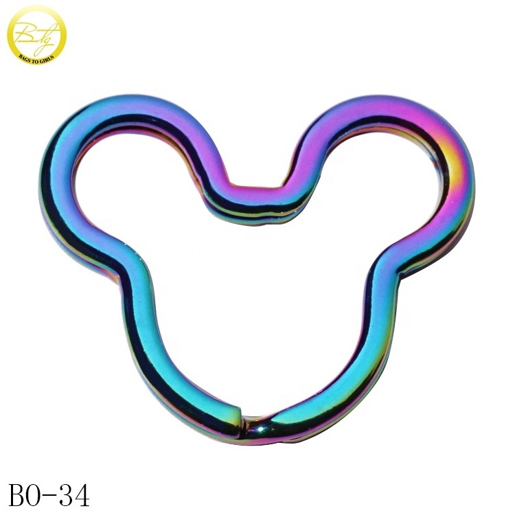 Customized bag parts rainbow spring metal O ring key ring decoration