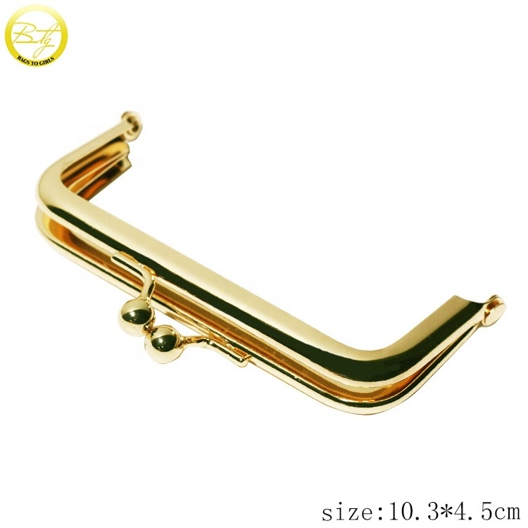 Fashion steel purse frame clutch accessory gold plated handbag clips handle hardware for lady wallet