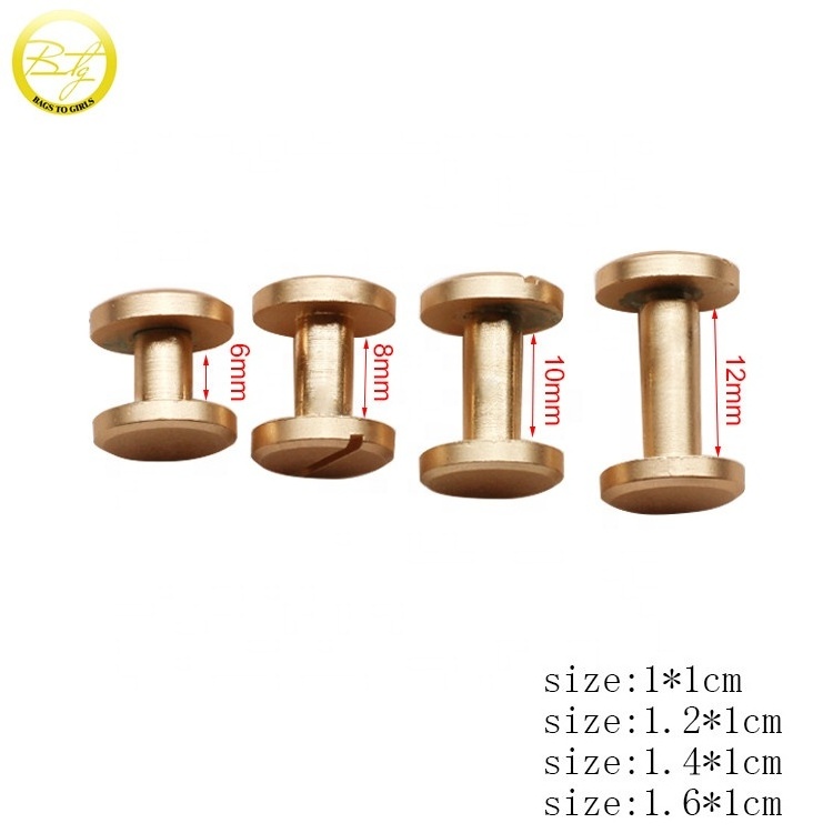 Handbag metal fittings gold plated various Chicago screws nail buckles with screw rivet for bags