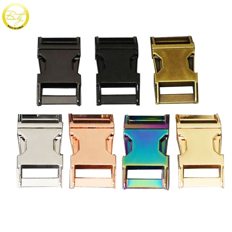 Wholesale multicolor bags release buckle logo blanks alloy quick side adjustable buckles for dog collars