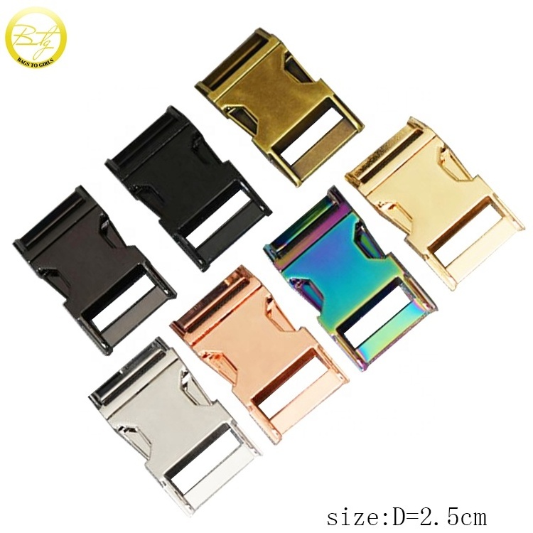 Wholesale multicolor bags release buckle logo blanks alloy quick side adjustable buckles for dog collars