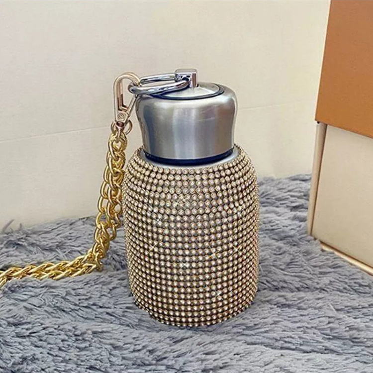 220ml novelty stainless steel vacuum hot bottle crystal thermos vacuum flasks