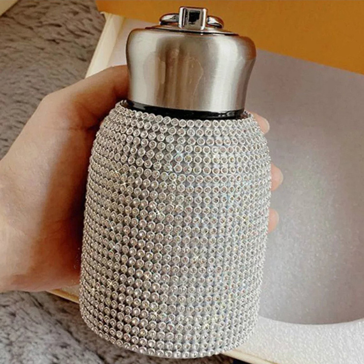 220ml novelty stainless steel vacuum hot bottle crystal thermos vacuum flasks