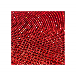 FC077 3MM Dark red Rhinestones Fabric Sheet red Rhinestone Fabric Mesh Without Glue for dress/bags