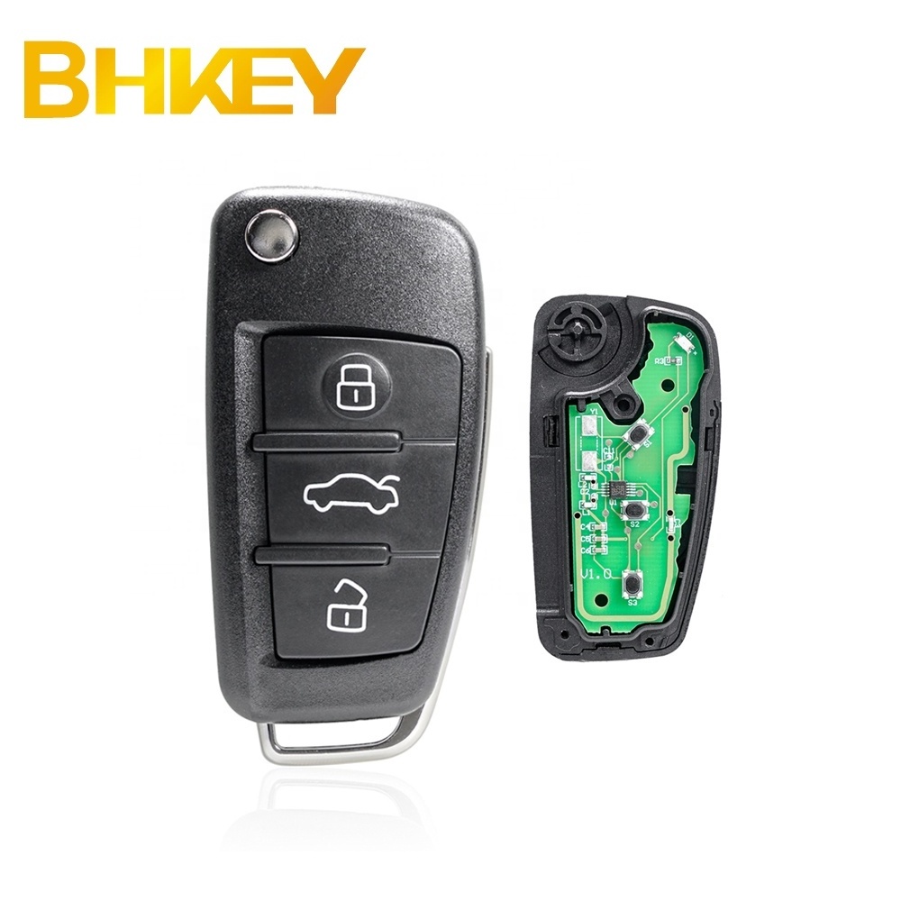 For Audi A3 S3 A4 A4 TT 3 Buttons Flip Remote Car Key 315Mhz/433Mhz ID48 Chip 8P0837220