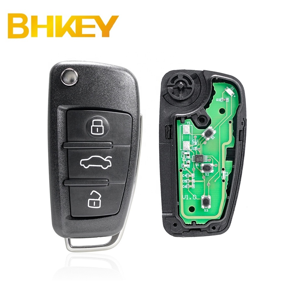 For Audi A3 S3 A4 A4 TT 3 Buttons Flip Remote Car Key 315Mhz/433Mhz ID48 Chip 8P0837220