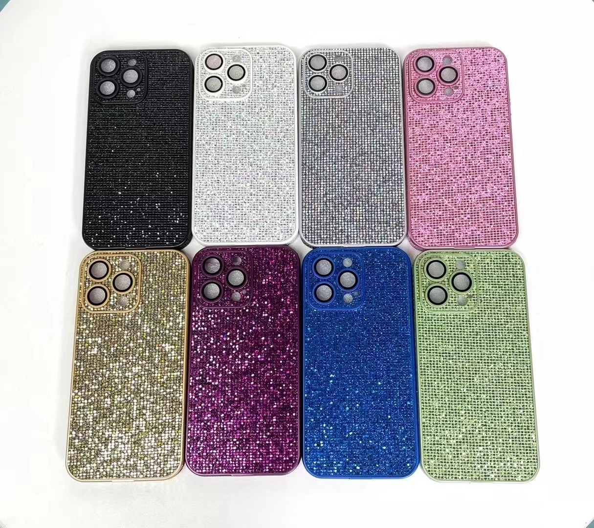 Luxury brand flash diamond mobile phone cover full diamond full package triangle standard phone case for Iphone 13/14/15 pro max