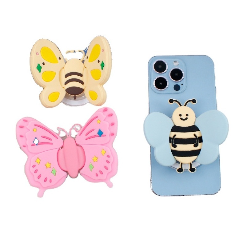 2023Wholesale Mobile Phone Airbag Bracket Butterfly Bee Lion Head phone case foldable  air bag holder for Iphone 15 accessories