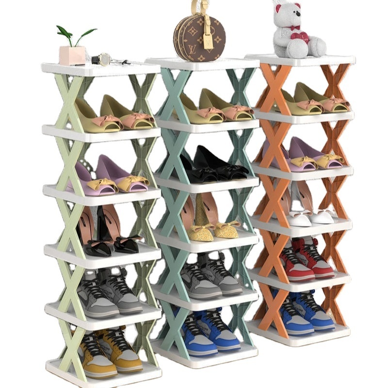 SimpleX Single Tier DIY Home Entrance Shoe Rack Small Space-Saving Folding Shoe Cabinet Dormitory Storage Made Durable Plastic