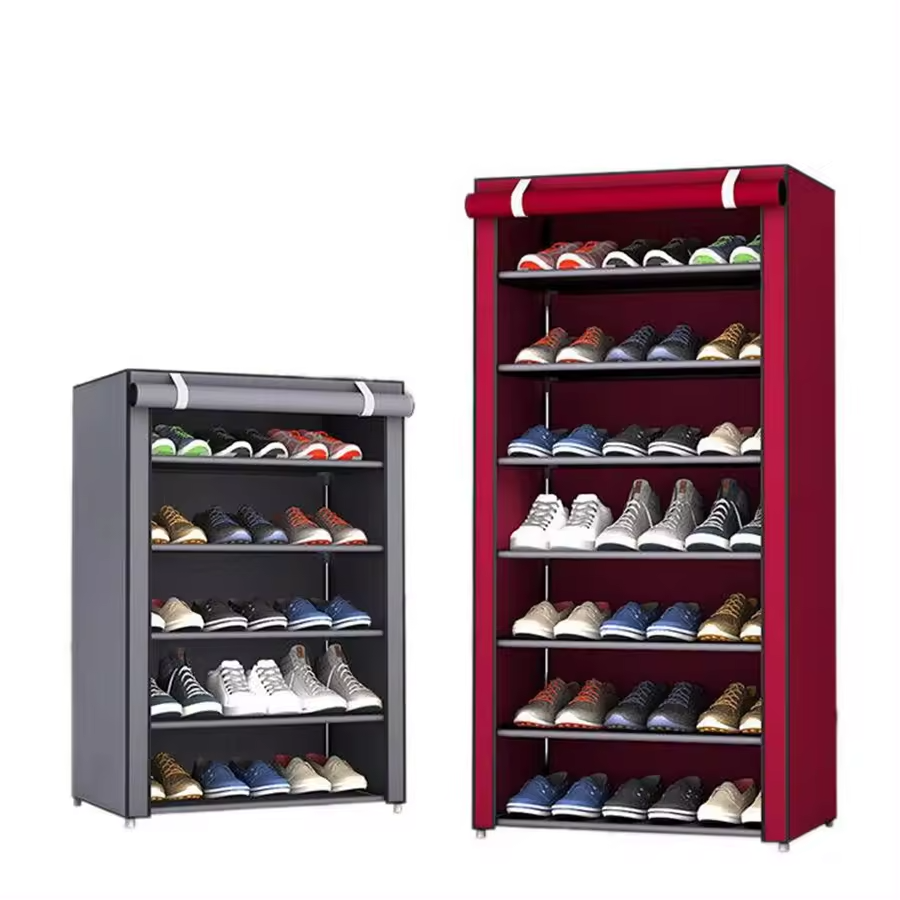 Multi-tier Shoe Cabinet Steel Tube Space Saving Home Storage Economical Shoe Cabinet Fabric Shoe Rack With Nonwoven Dust Cover