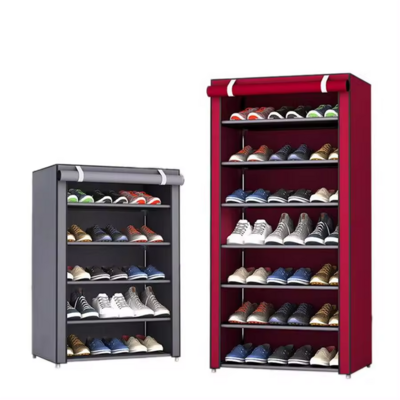 Multi-tier Shoe Cabinet Steel Tube Space Saving Home Storage Economical Shoe Cabinet Fabric Shoe Rack With Nonwoven Dust Cover