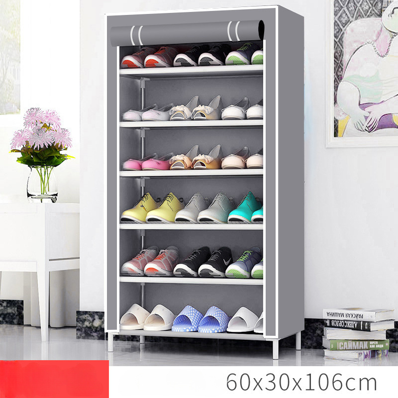 Multi-tier Shoe Cabinet Steel Tube Space Saving Home Storage Economical Shoe Cabinet Fabric Shoe Rack With Nonwoven Dust Cover