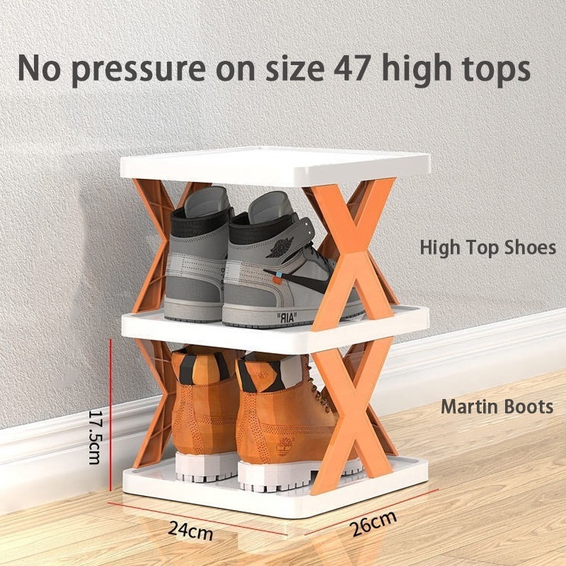 SimpleX Single Tier DIY Home Entrance Shoe Rack Small Space-Saving Folding Shoe Cabinet Dormitory Storage Made Durable Plastic